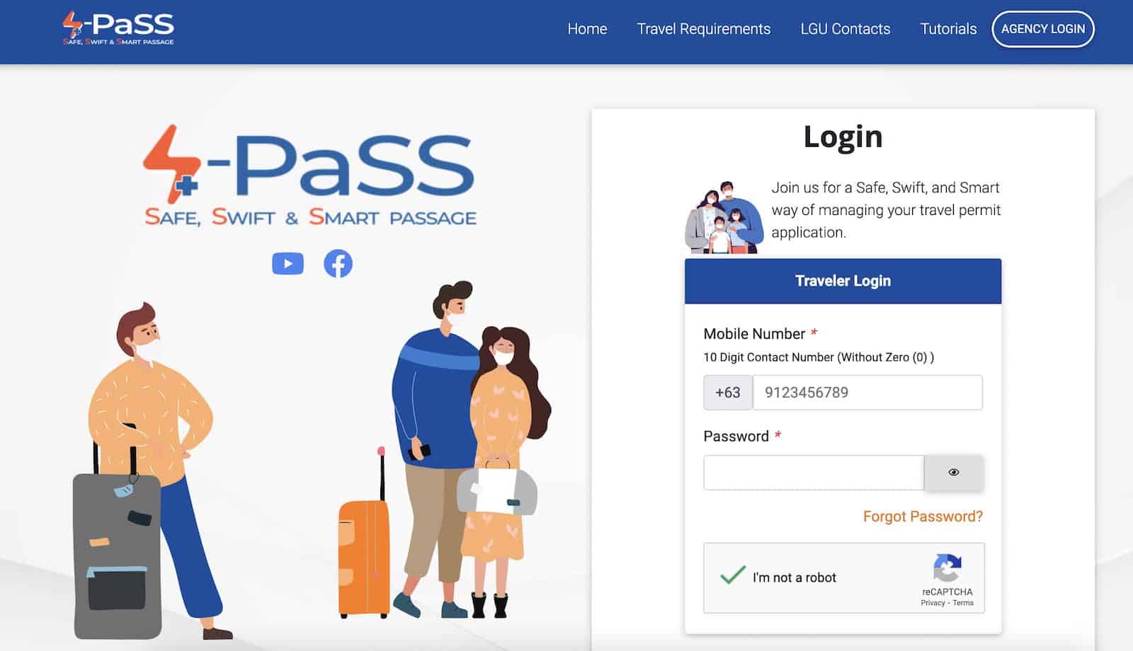 S-Pass Log-in Page